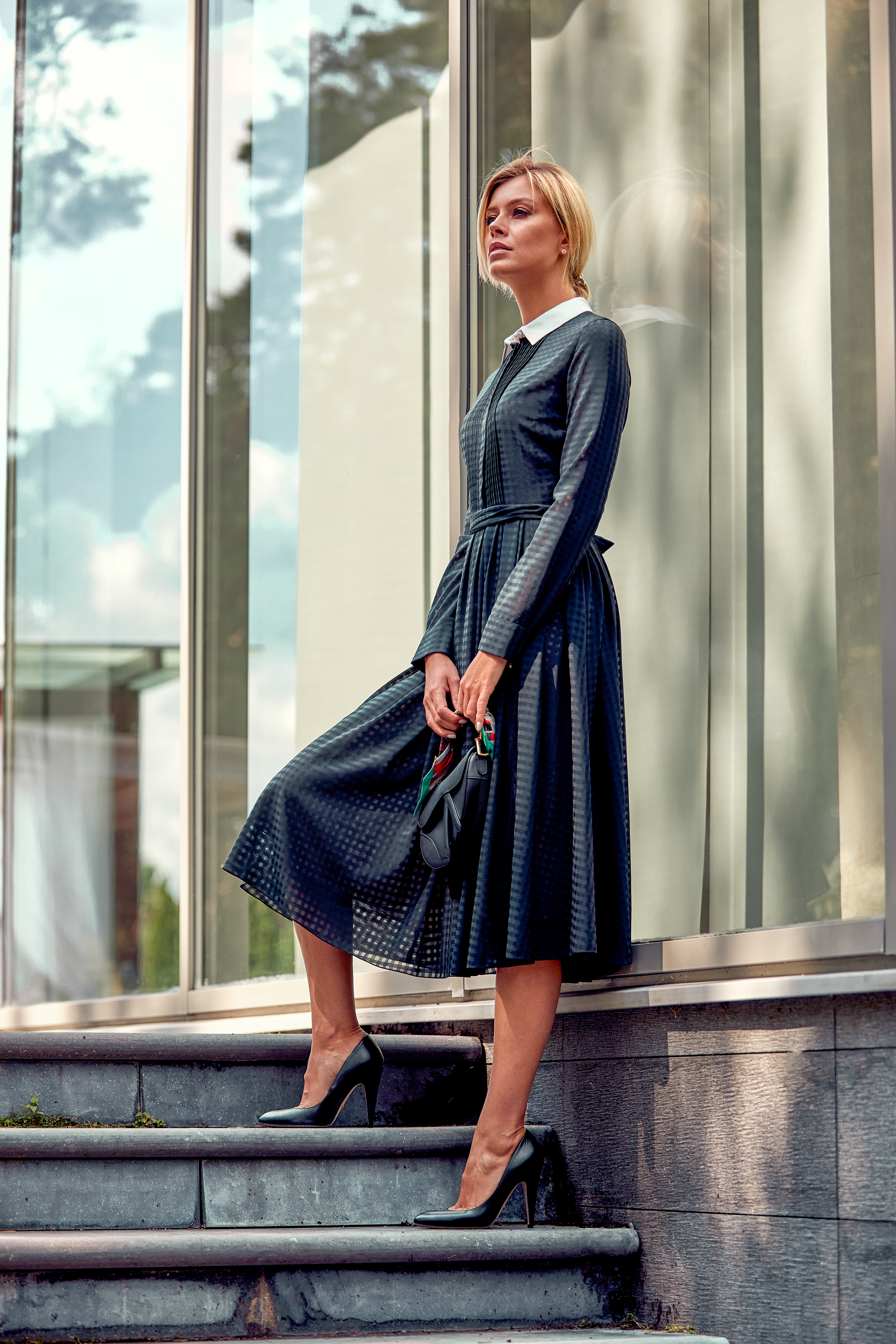 Midnight Shirt Midi Dress
