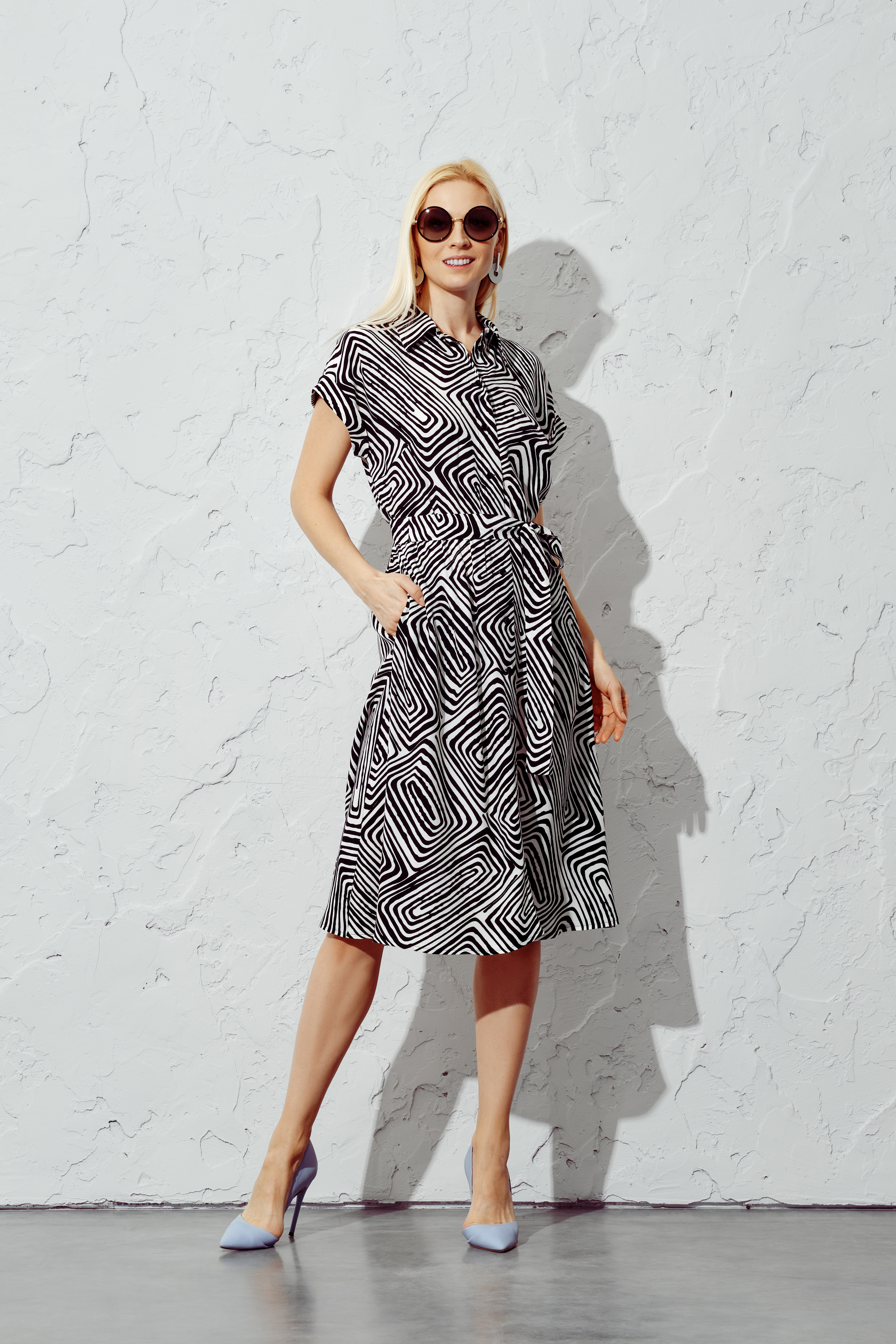 Monochrome Graphic Shirt Dress
